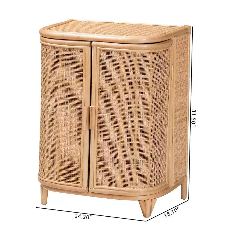 bali & pari Yanka Meuble de rangement en rotin naturel : Fait main, 2 étagères, design bohème