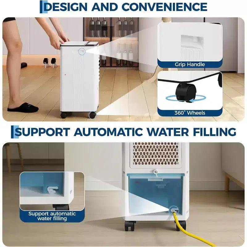 Refroidisseur d'air évaporatif portable 7L avec télécommande, 3 vitesses, minuterie et ventilateur oscillant pour la maison et le bureau
