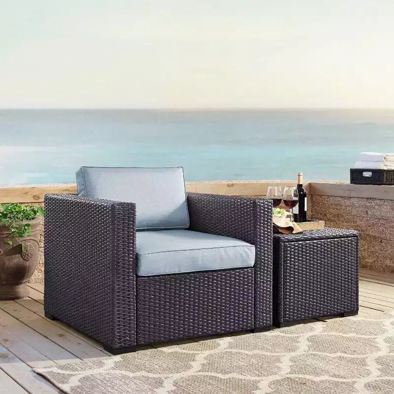Fauteuil d'extérieur en osier Biscayne - Brume - Crosley