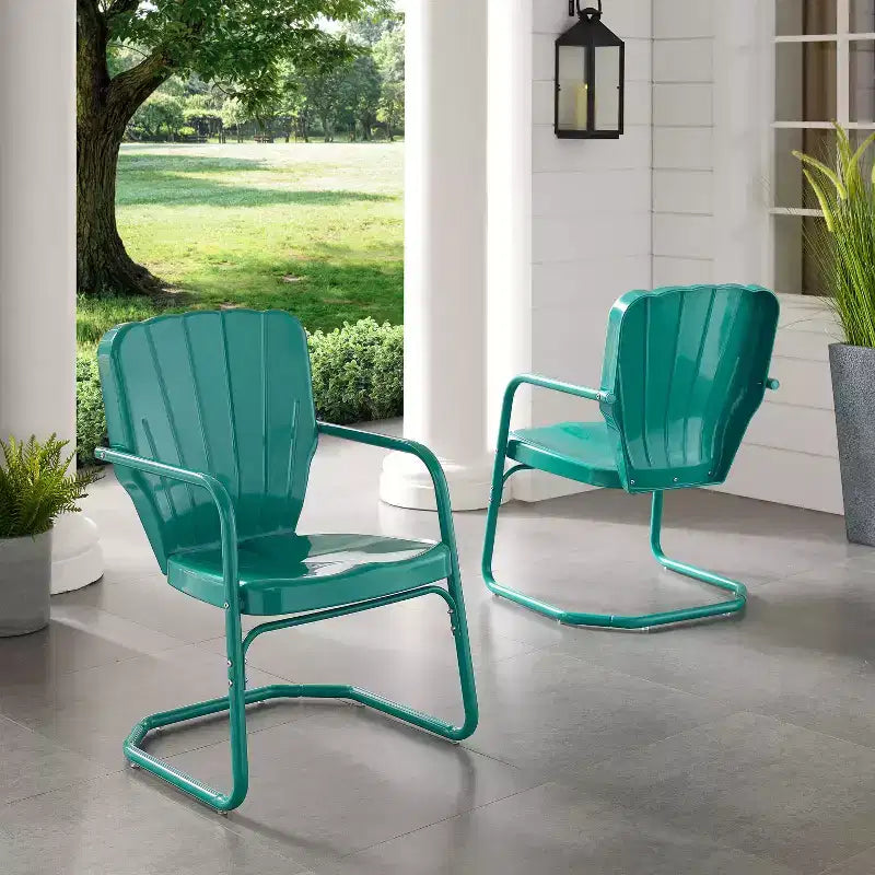 Lot de 2 chaises d'extérieur Ridgeland – Brillant turquoise – Crosley