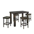 Palm Harbor 5pc Outdoor Wicker Counter Height Dining Set - Brown - Crosley: Steel Frame, UV-Resistant, No Cushion