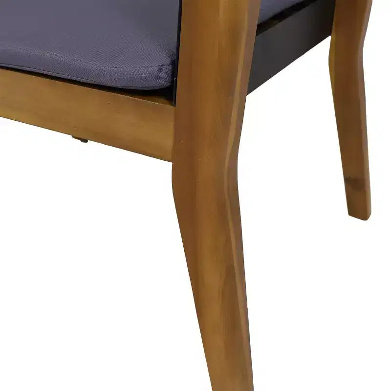 Fauteuils de jardin Soho (lot de 4) en bois d'acacia avec coussins – Teck/Noir/Gris foncé – Christopher Knight Home