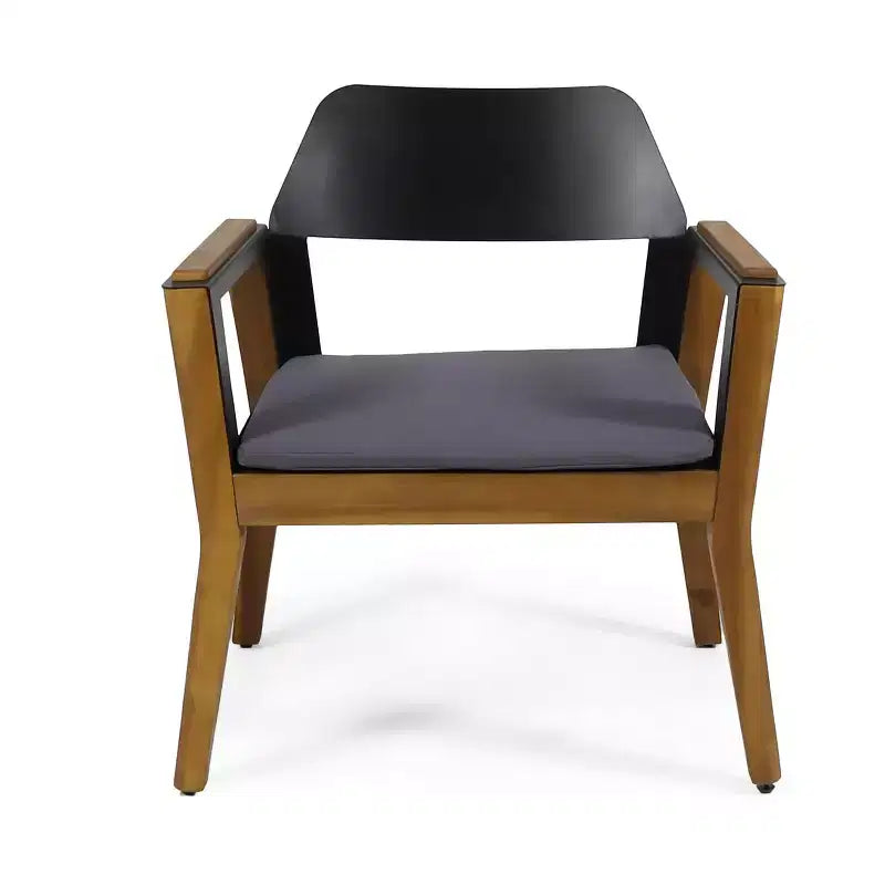 Fauteuils de jardin Soho (lot de 4) en bois d'acacia avec coussins – Teck/Noir/Gris foncé – Christopher Knight Home