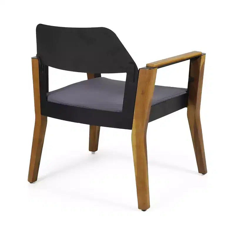 Fauteuils de jardin Soho (lot de 4) en bois d'acacia avec coussins – Teck/Noir/Gris foncé – Christopher Knight Home