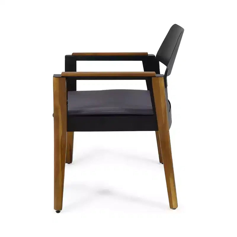 Fauteuils de jardin Soho (lot de 4) en bois d'acacia avec coussins – Teck/Noir/Gris foncé – Christopher Knight Home