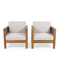 Linwood 2pk Outdoor Acacia Wood Club Chairs with Wicker Accents - Teak/Brown/Beige - Christopher Knight Home