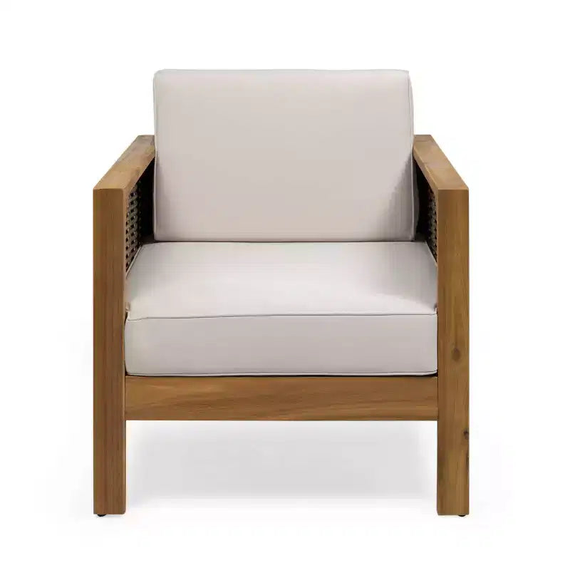 Linwood, lot de 2 fauteuils de jardin en bois d'acacia avec accents en osier - Teck/Brun/Beige - Christopher Knight Home