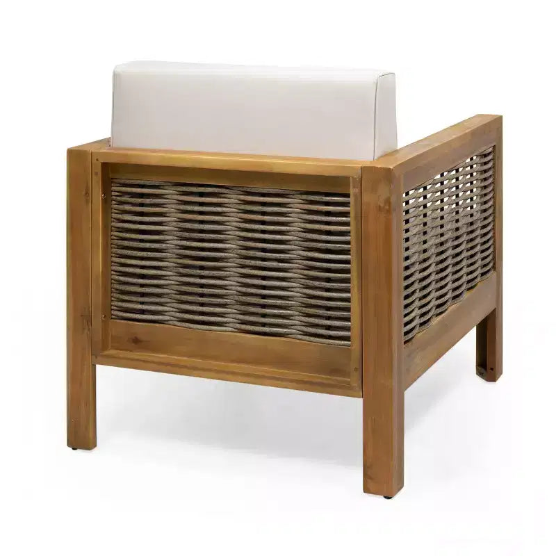 Linwood, lot de 2 fauteuils de jardin en bois d'acacia avec accents en osier - Teck/Brun/Beige - Christopher Knight Home