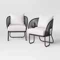 2pc Steel Mackworth Rope Outdoor Patio Club Chairs Black - Threshold™: Weather-Resistant Steel Frame, Polyester Cushions