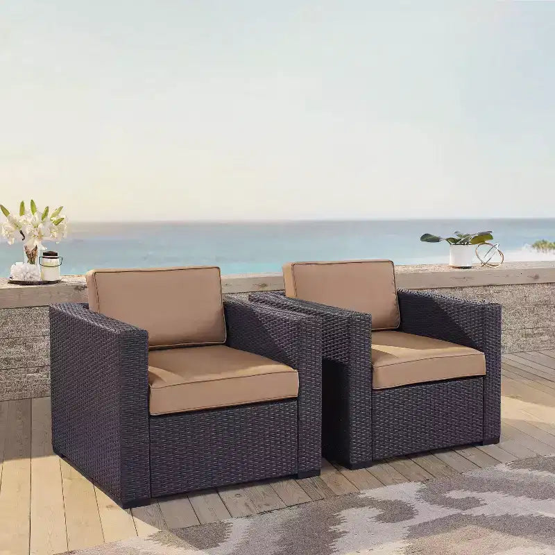 Chaises d'extérieur en osier Biscayne 2 pièces - Mocha - Crosley