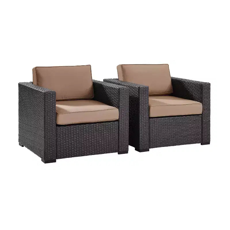 Chaises d'extérieur en osier Biscayne 2 pièces - Mocha - Crosley