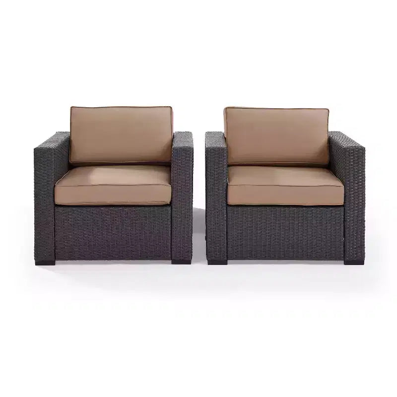 Chaises d'extérieur en osier Biscayne 2 pièces - Mocha - Crosley