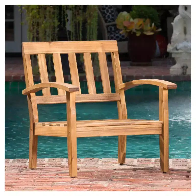 Fauteuils de jardin Peyton 4 pièces en bois d'acacia avec coussins – Beige – Christopher Knight Home