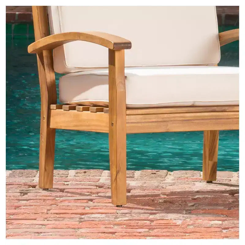 Fauteuils de jardin Peyton 4 pièces en bois d'acacia avec coussins – Beige – Christopher Knight Home