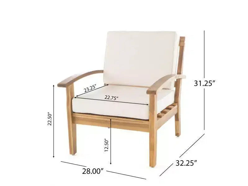 Fauteuils de jardin Peyton 4 pièces en bois d'acacia avec coussins – Beige – Christopher Knight Home