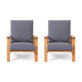 Paloma 2pk Outdoor Acacia Wood Club Chairs with Cushions - Teak/Dark Gray - Christopher Knight Home