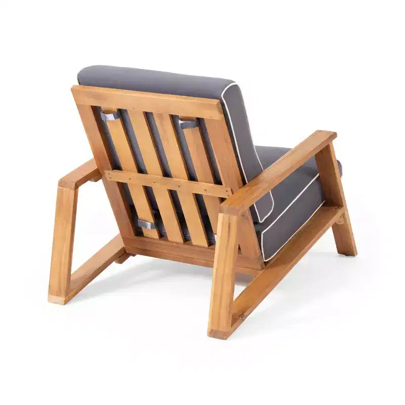 Lot de 2 fauteuils de jardin Paloma en bois d'acacia avec coussins – Teck/Gris foncé – Christopher Knight Home