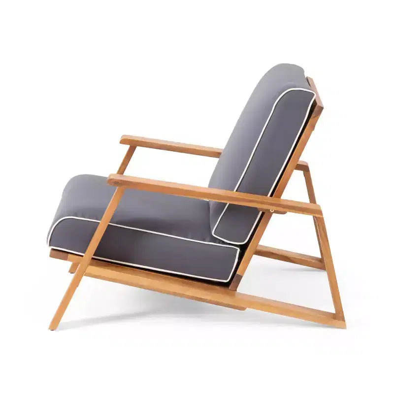 Lot de 2 fauteuils de jardin Paloma en bois d'acacia avec coussins – Teck/Gris foncé – Christopher Knight Home