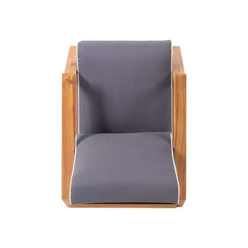 Lot de 2 fauteuils de jardin Paloma en bois d'acacia avec coussins – Teck/Gris foncé – Christopher Knight Home