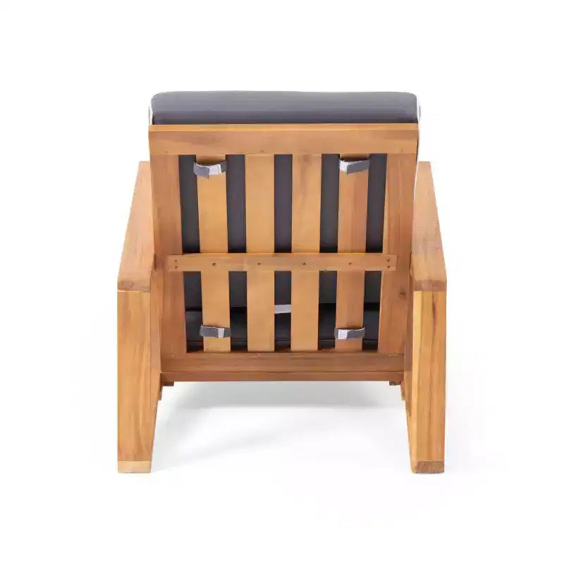 Lot de 2 fauteuils de jardin Paloma en bois d'acacia avec coussins – Teck/Gris foncé – Christopher Knight Home