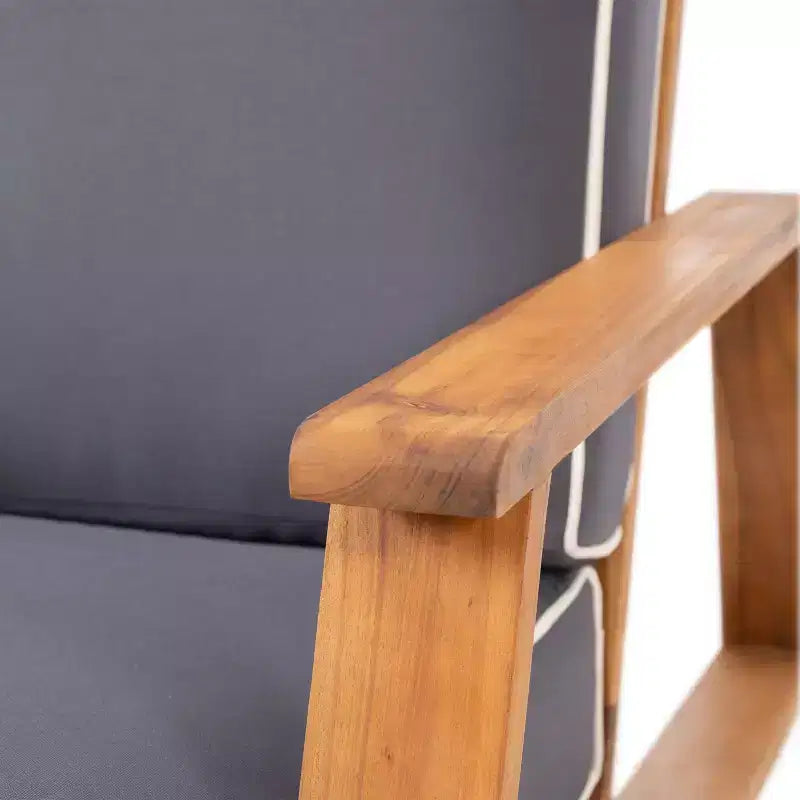 Lot de 2 fauteuils de jardin Paloma en bois d'acacia avec coussins – Teck/Gris foncé – Christopher Knight Home