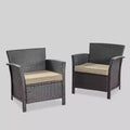 St Lucia 2pc Wicker Club Chairs: Cushioned, Weather-Resistant - Christopher Knight Home