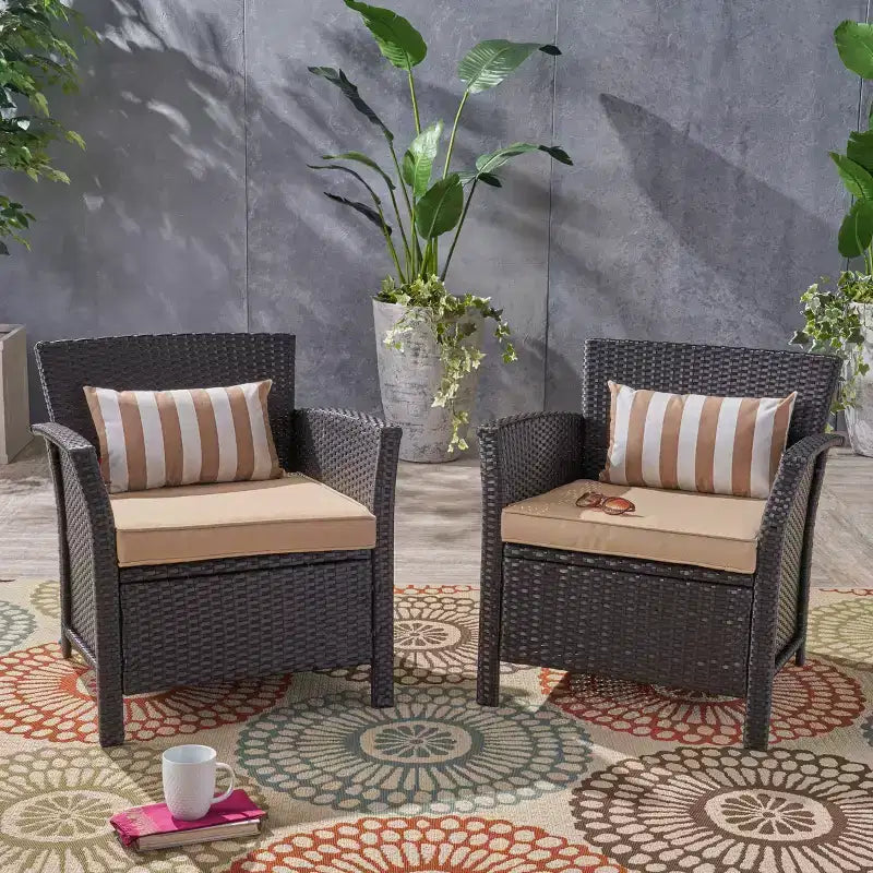 Chaises de club en osier St Lucia 2 pièces : Rembourrées, Résistantes aux intempéries - Christopher Knight Home