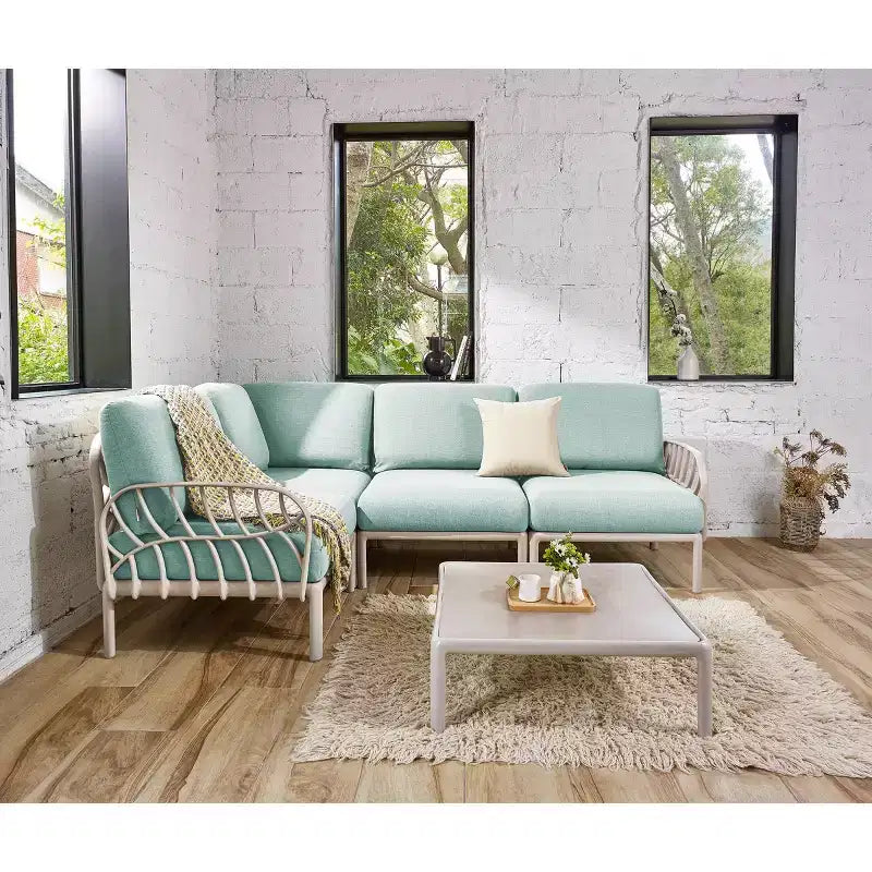 Siège d'angle extérieur Laurel avec coussin - Gris/Vert lagon - Lagoon