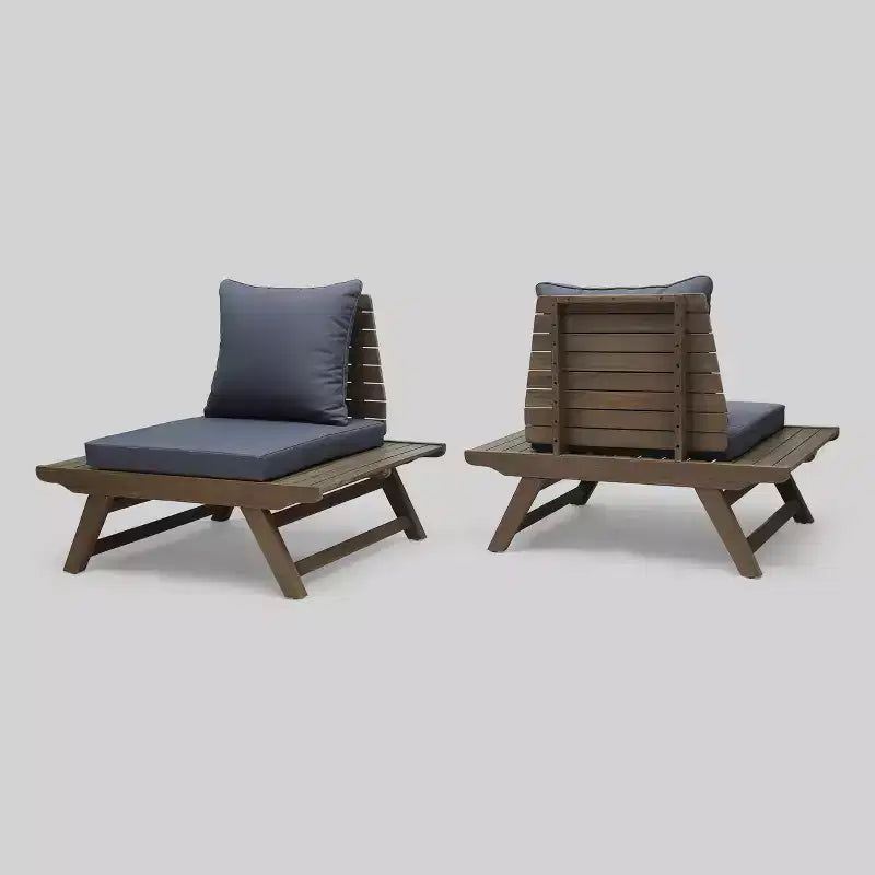 Sedona 2pk Acacia Wood Club Chairs Gray/Dark Gray - Christopher Knight Home: Weather-Resistant Patio Accent Chairs