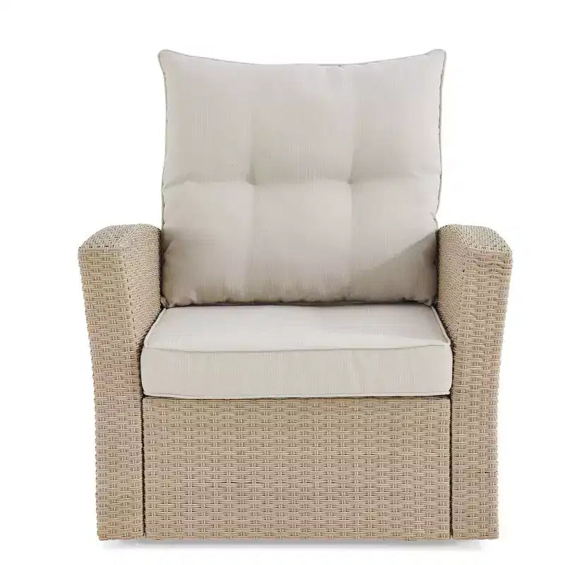 Fauteuil d'extérieur Canaan en osier toutes saisons avec coussins marron - Meubles Alaterre : Chaise d'appoint de patio, Résistant aux intempéries