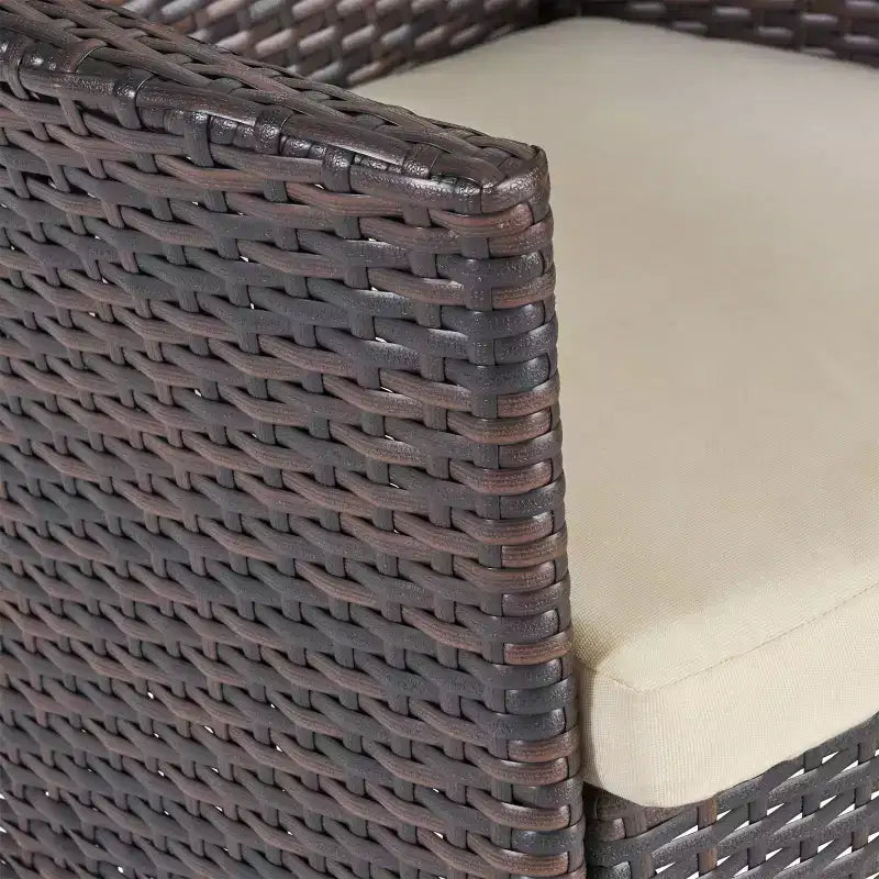 Ensemble de salle à manger Flamingo 9 pièces en bois et osier marron foncé/multimarron/beige - Christopher Knight Home : résistant aux intempéries, 8 chaises