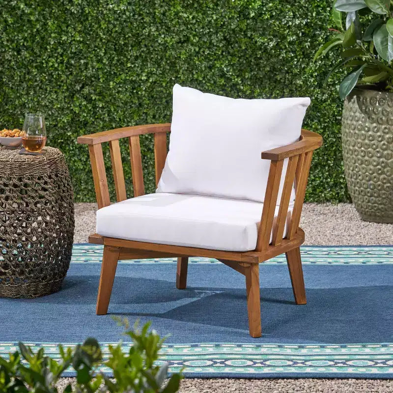 Fauteuil de jardin Solano en bois d'acacia : Mobilier de patio résistant aux intempéries - Christopher Knight Home