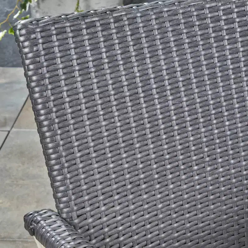 Ensemble de salle à manger extensible 7 pièces Davenport en bois et osier pour patio, gris : table en acacia, trou pour parasol - Christopher Knight Home