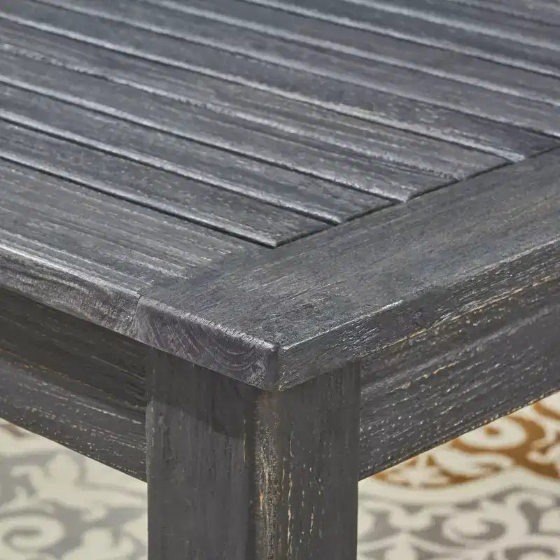 Ensemble de salle à manger extensible 7 pièces Davenport en bois et osier pour patio, gris : table en acacia, trou pour parasol - Christopher Knight Home