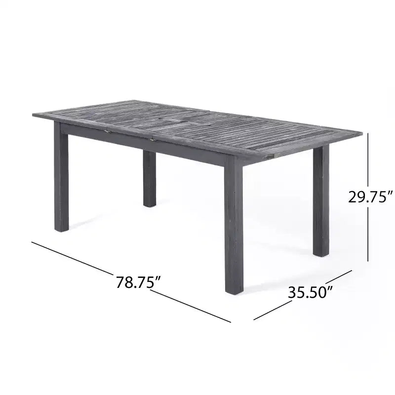 Ensemble de salle à manger extensible 7 pièces Davenport en bois et osier pour patio, gris : table en acacia, trou pour parasol - Christopher Knight Home