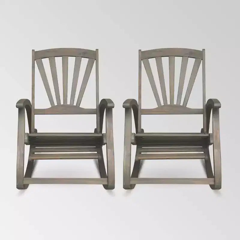 Sunview 2pk Acacia Wood Recliner Rocking Chairs: Patio Seating, Weather-Resistant - Christopher Knight Home