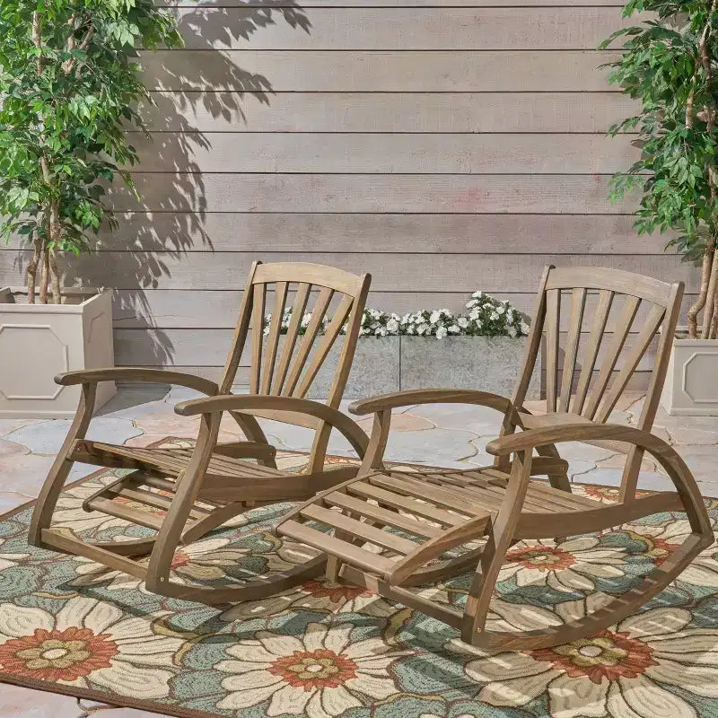 Chaises à bascule inclinables Sunview 2 places en bois d'acacia : Sièges de terrasse, résistantes aux intempéries - Christopher Knight Home