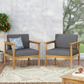 Magnolia 2pc Patio Acacia Wood Club Chairs: Water-Resistant Cushions - Christopher Knight Home