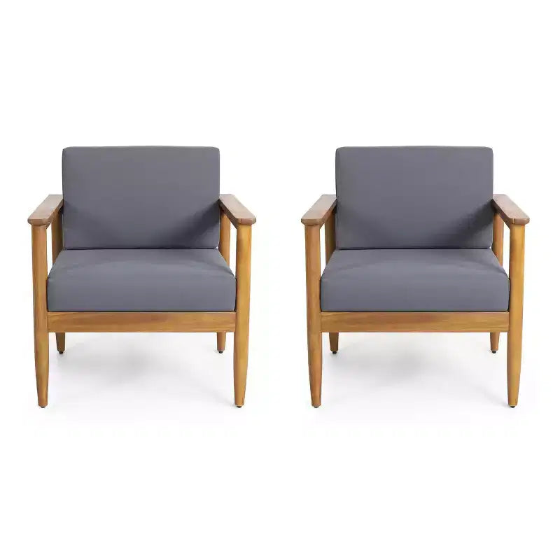 Fauteuils de jardin Magnolia 2 pièces en bois d'acacia : Coussins résistants à l'eau - Christopher Knight Home