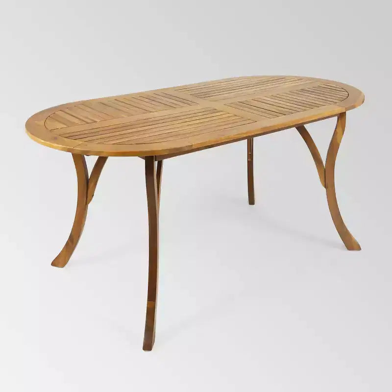 Ensemble de salle à manger ovale 7 pièces Hermosa en bois d'acacia – Teck/Crème – Christopher Knight Home