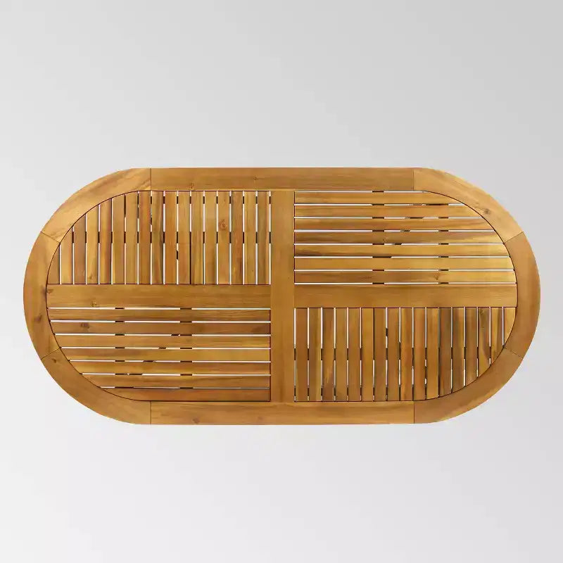 Ensemble de salle à manger ovale 7 pièces Hermosa en bois d'acacia – Teck/Crème – Christopher Knight Home