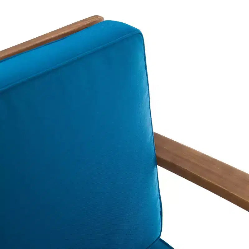 Fauteuils de club Perla en bois d'acacia, lot de 4 - Teck/Bleu - Christopher Knight Home