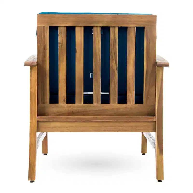 Fauteuils de club Perla en bois d'acacia, lot de 4 - Teck/Bleu - Christopher Knight Home