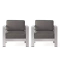 Cape Coral 2pk Aluminum Patio Club Chair - Gray - Christopher Knight Home: Weather-Resistant, Modern Design