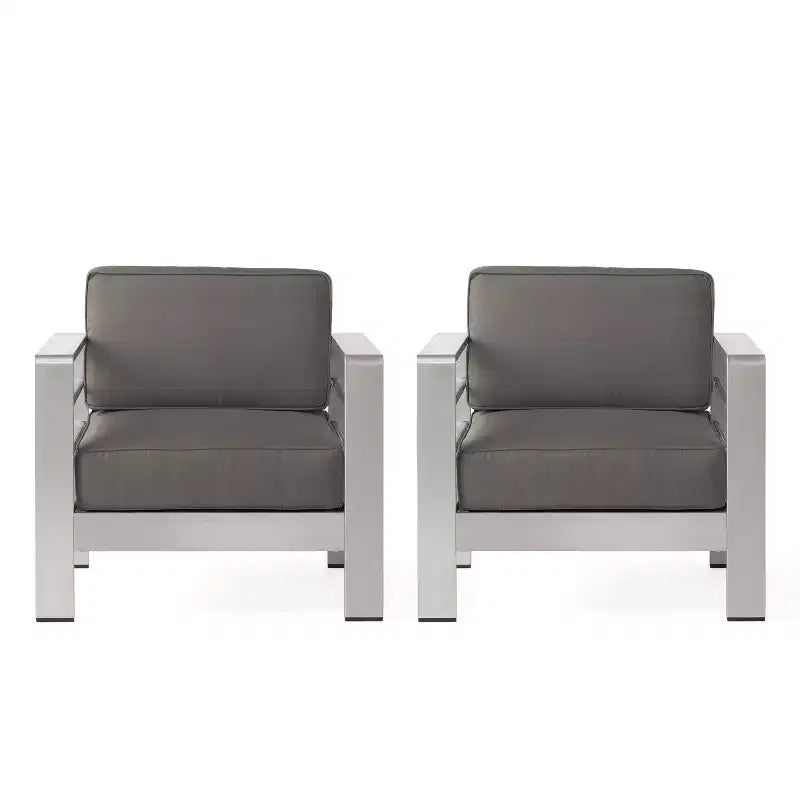 Cape Coral 2pk Aluminum Patio Club Chair - Gray - Christopher Knight Home: Weather-Resistant, Modern Design