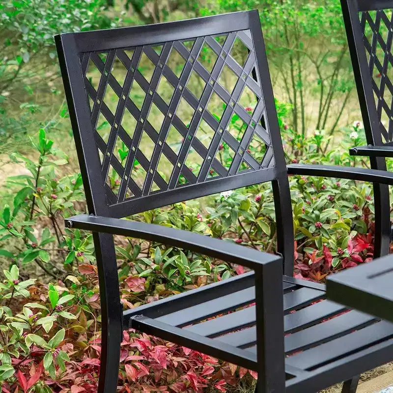 Ensemble de patio 5 pièces avec table imitation bois et chaises en métal - Captiva Designs