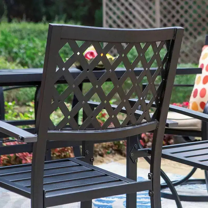 Ensemble de patio 5 pièces avec table imitation bois et chaises en métal - Captiva Designs