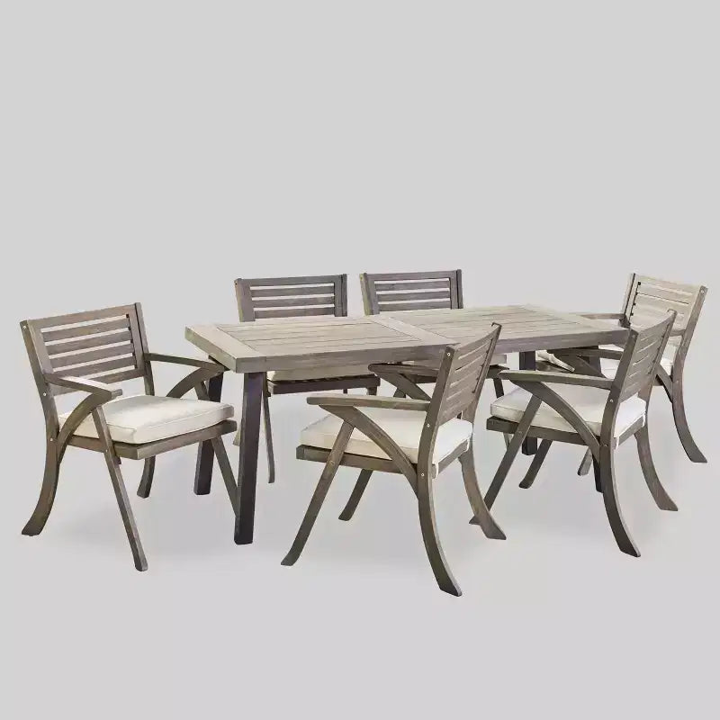 Ensemble de salle à manger 7 pièces en bois d'acacia Della-Hermosa - Gris - Christopher Knight Home