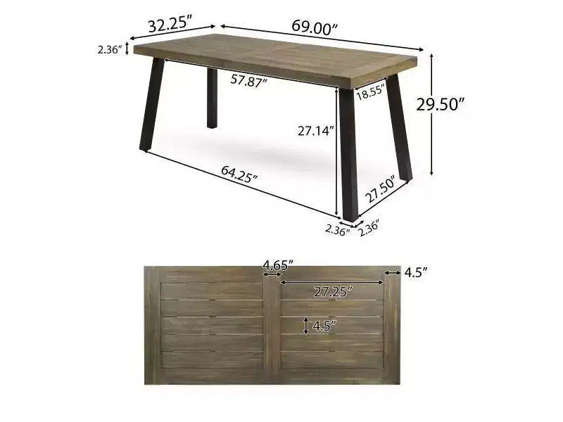 Ensemble de salle à manger 7 pièces en bois d'acacia Della-Hermosa - Gris - Christopher Knight Home