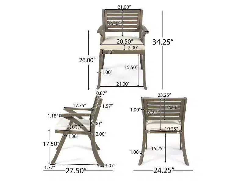 Ensemble de salle à manger 7 pièces en bois d'acacia Della-Hermosa - Gris - Christopher Knight Home